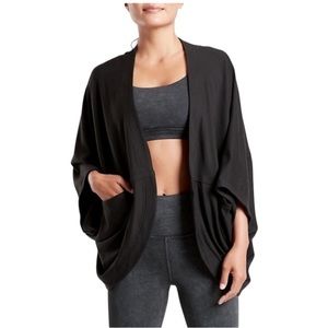 Athleta Black Nirvana Cocoon Dolman Sleeve Wrap Cardigan Sweater Pockets Women’s